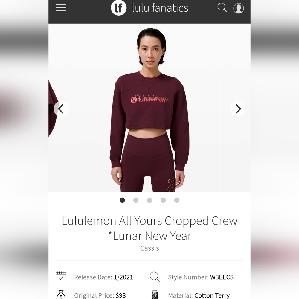 lululemon All Yours Cropped Crew Sweatshirt LNY
